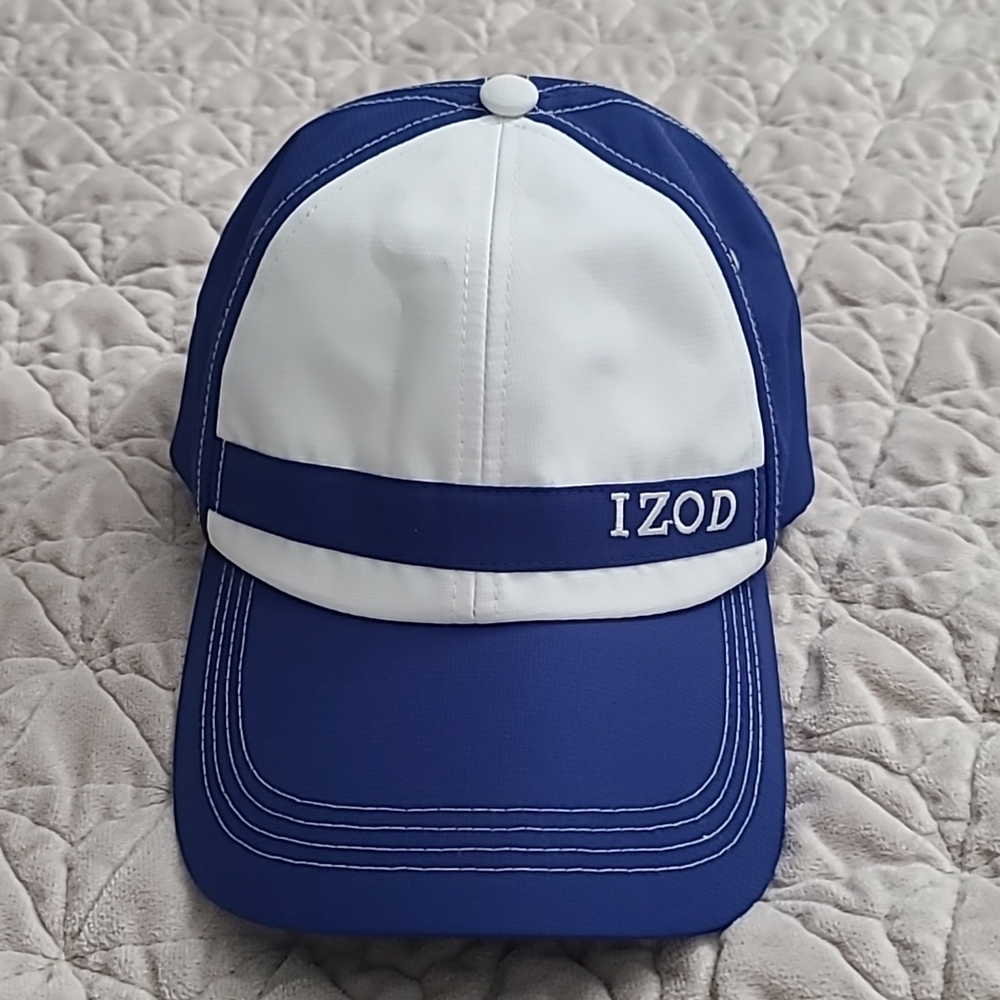 IZOD Embroidered Blue/White Golf Hat Cap One Size Flex Fit